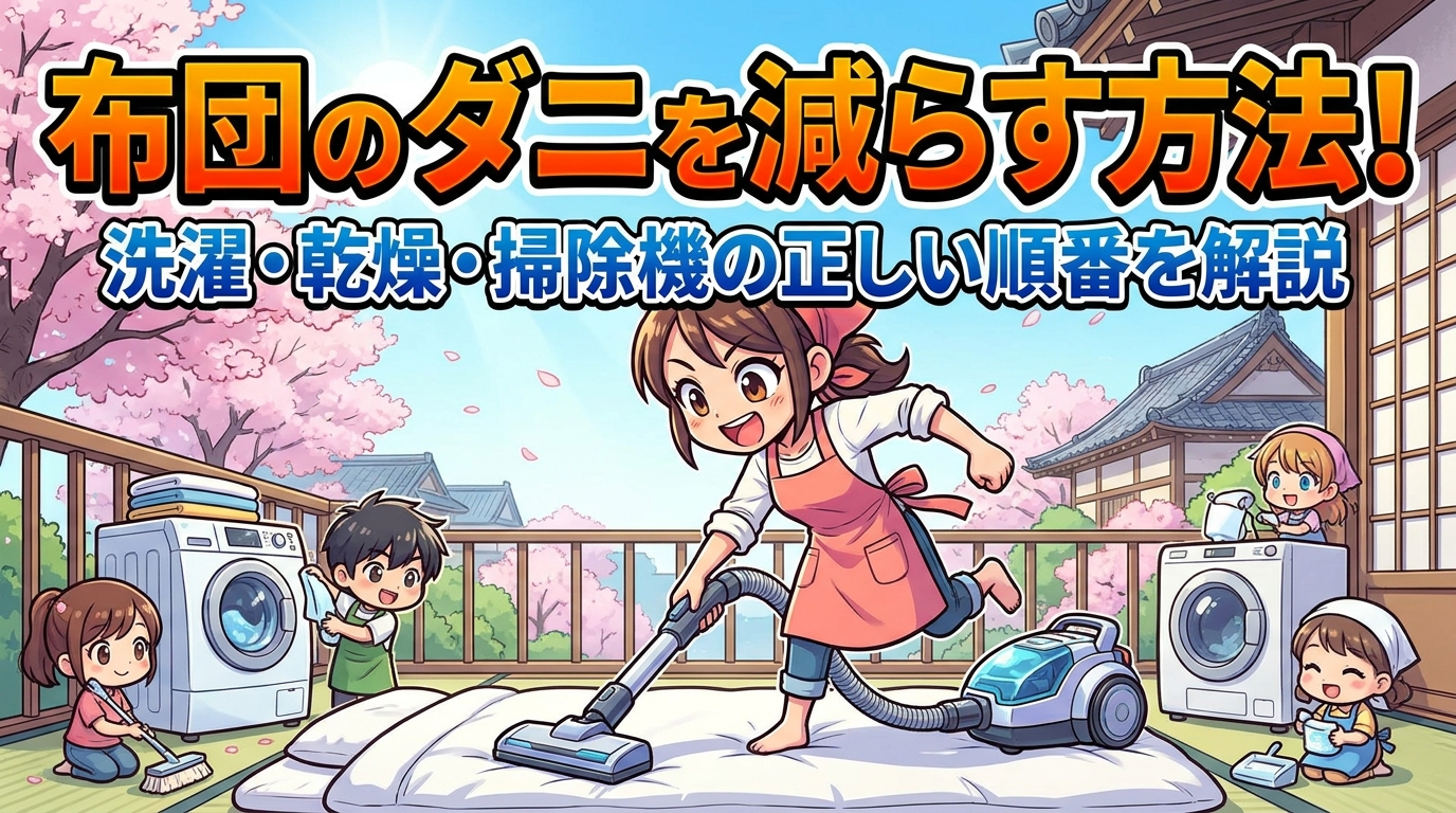 布団のダニを減らす方法！洗濯・乾燥・掃除機の正しい順番を解説