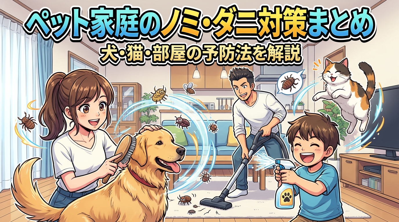 ペット家庭のノミ・ダニ対策まとめ｜犬・猫・部屋の予防法を解説
