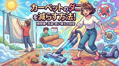 カーペットのダニを減らす方法！掃除機・洗濯・買い替えの目安