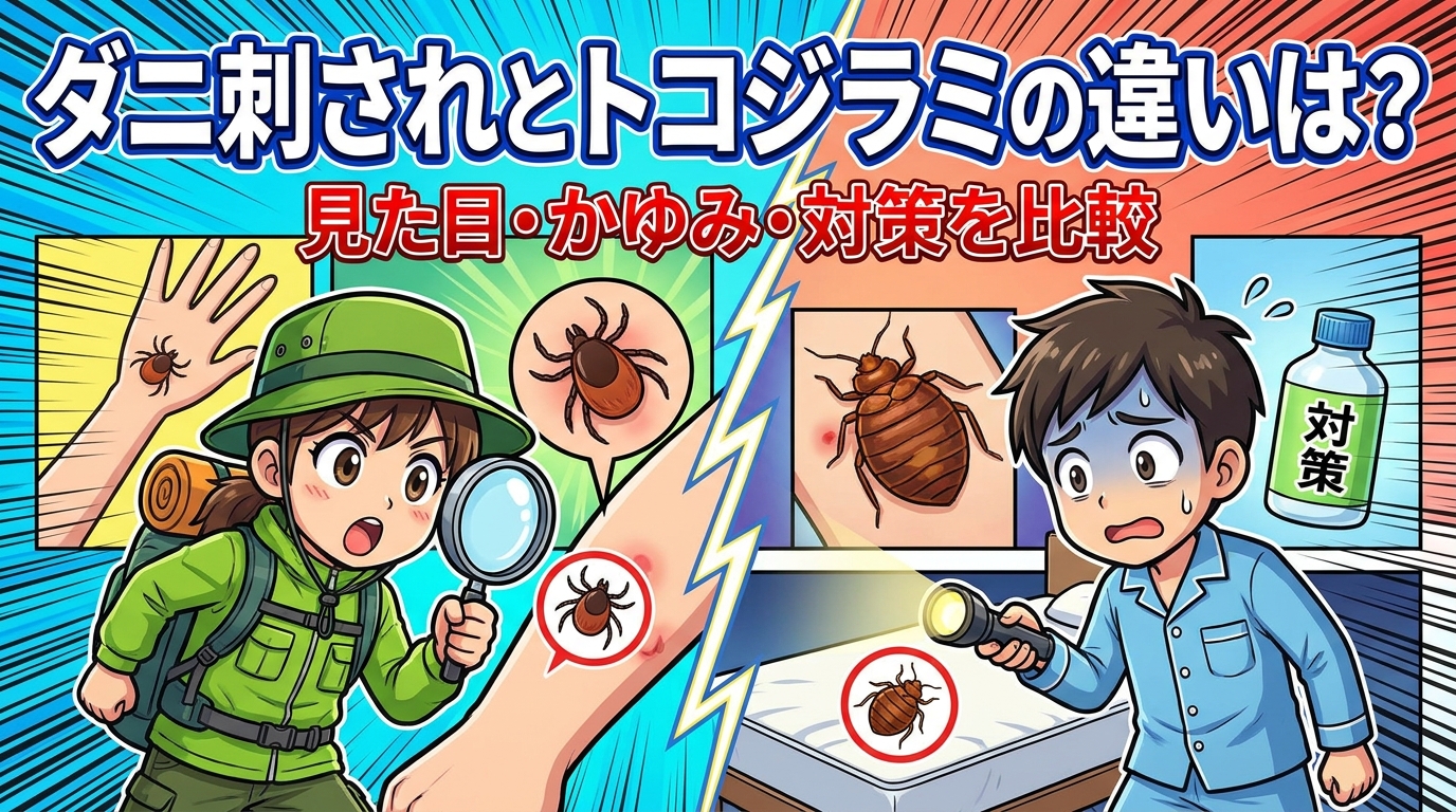 ダニ刺されとトコジラミの違いは？見た目・かゆみ・対策を比較