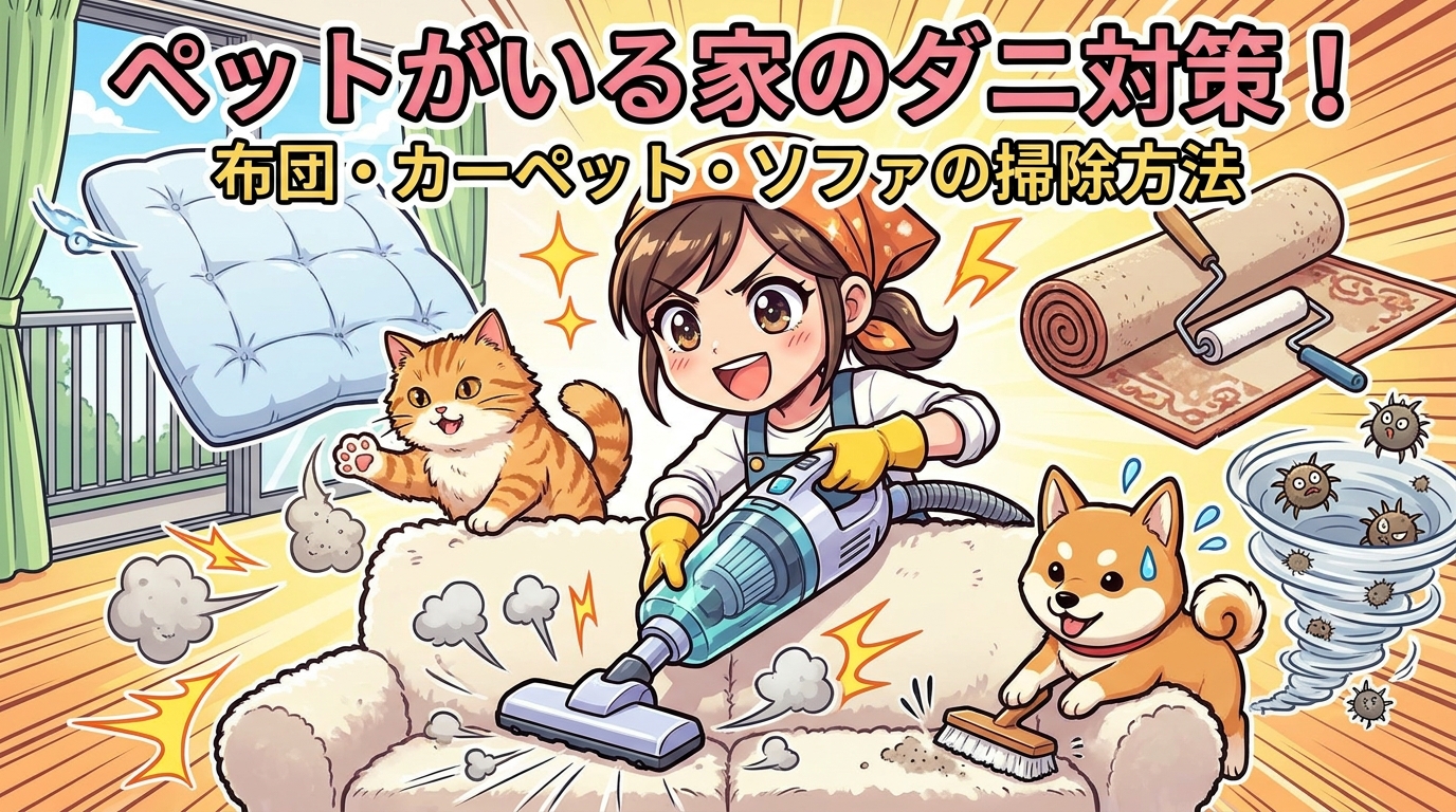 ペットがいる家のダニ対策！布団・カーペット・ソファの掃除方法