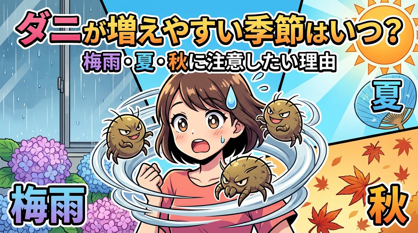 ダニが増えやすい季節はいつ?梅雨・夏・秋に注意したい理由