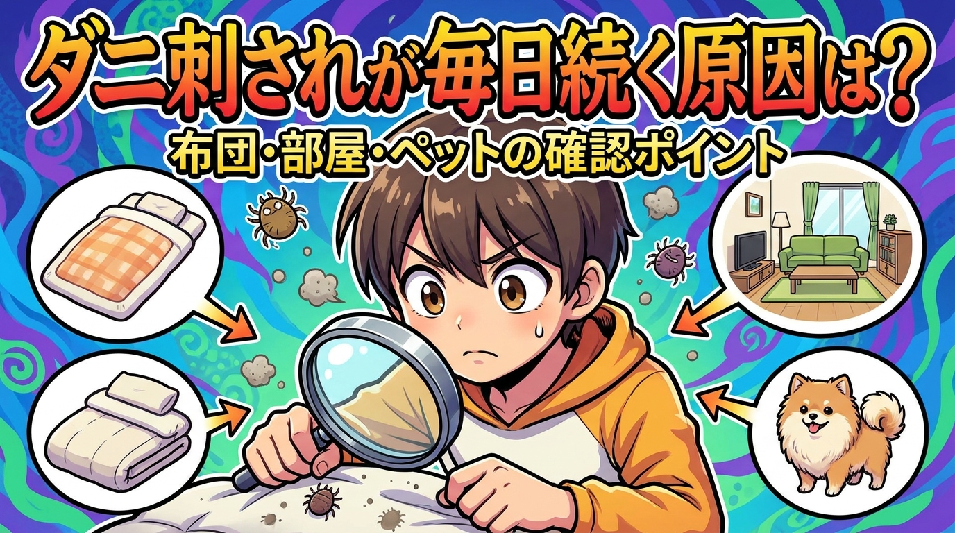 ダニ刺されが毎日続く原因は?布団・部屋・ペットの確認ポイント