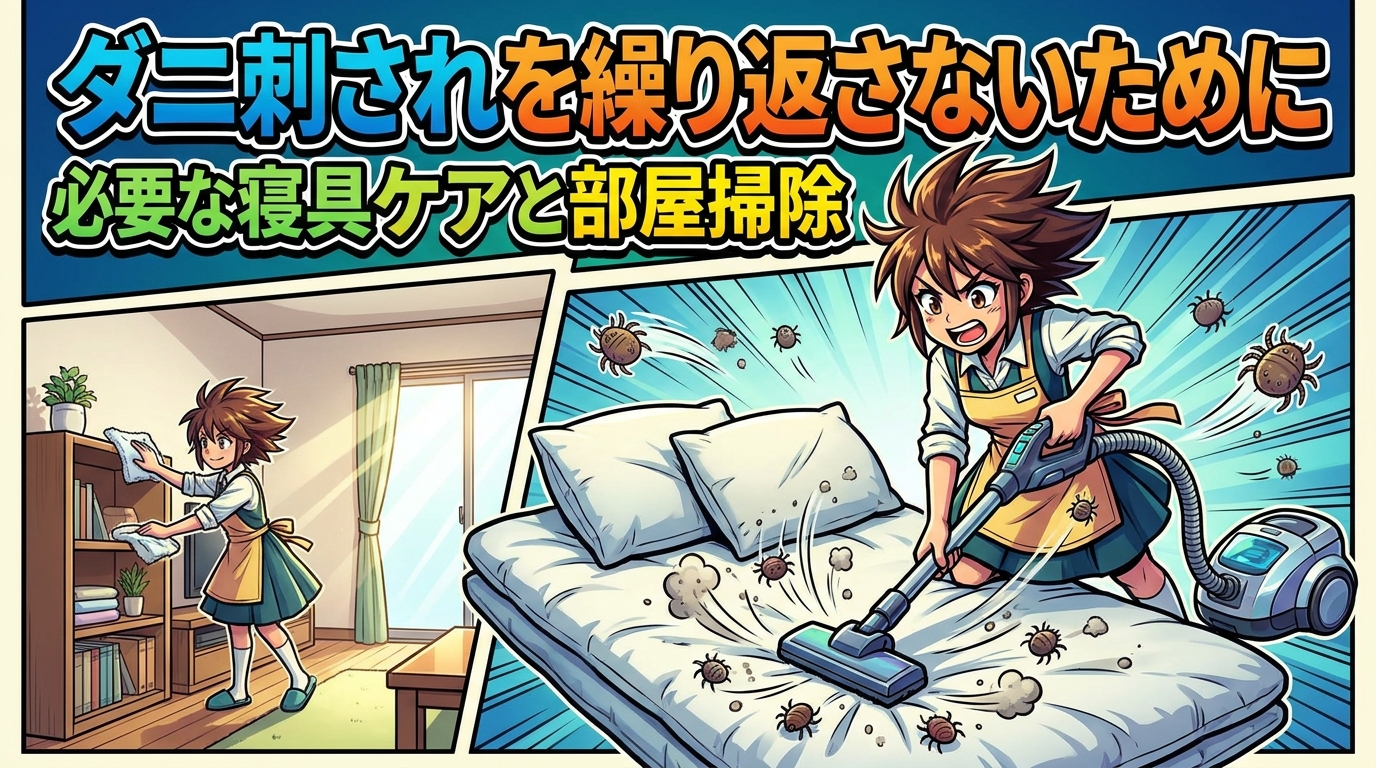 ダニ刺されを繰り返さないために必要な寝具ケアと部屋掃除