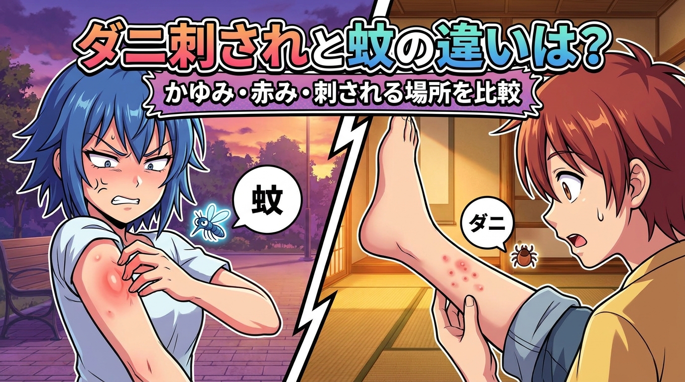 ダニ刺されと蚊の違いは？かゆみ・赤み・刺される場所を比較