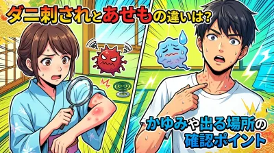 ダニ刺されとあせもの違いは？かゆみや出る場所の確認ポイント
