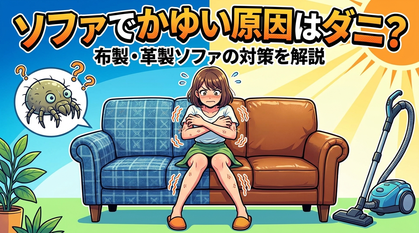 ソファでかゆい原因はダニ?布製・革製ソファの対策を解説