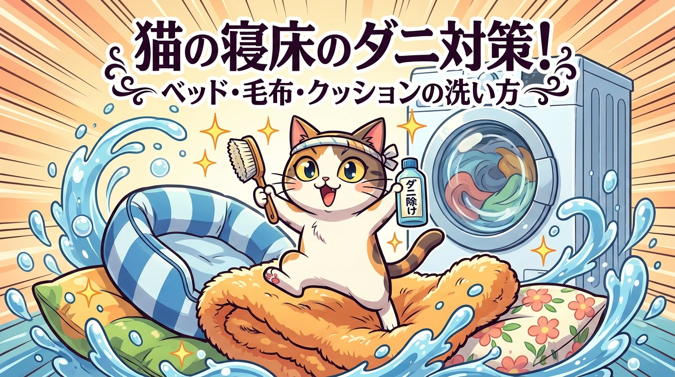 猫の寝床のダニ対策!ベッド・毛布・クッションの洗い方