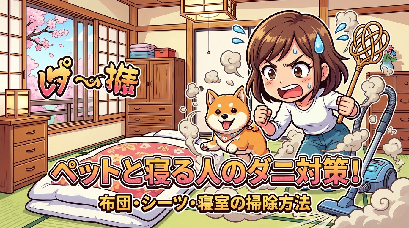 ペットと寝る人のダニ対策！布団・シーツ・寝室の掃除方法