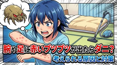 腕や足に赤いブツブツが出たらダニ？考えられる原因と対策