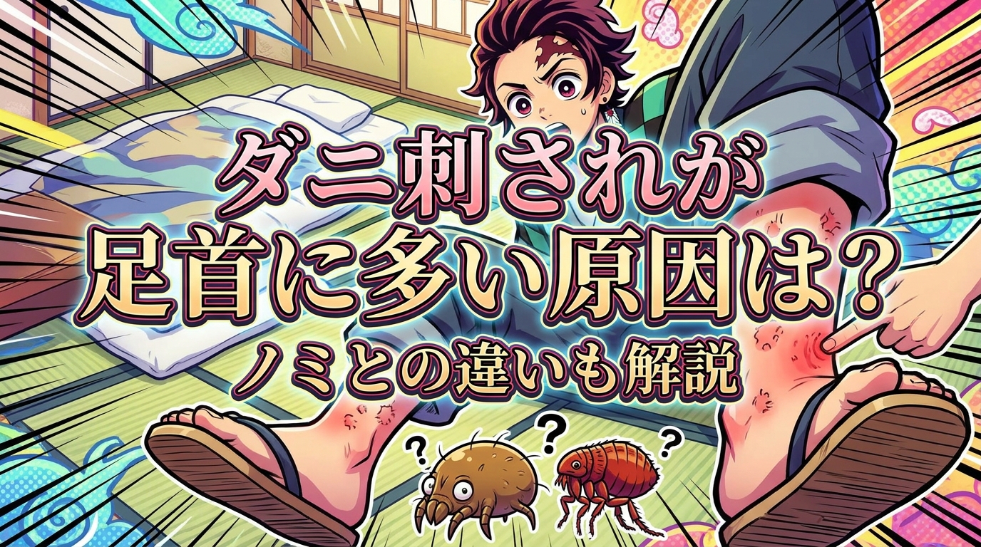 ダニ刺されが足首に多い原因は?ノミとの違いも解説