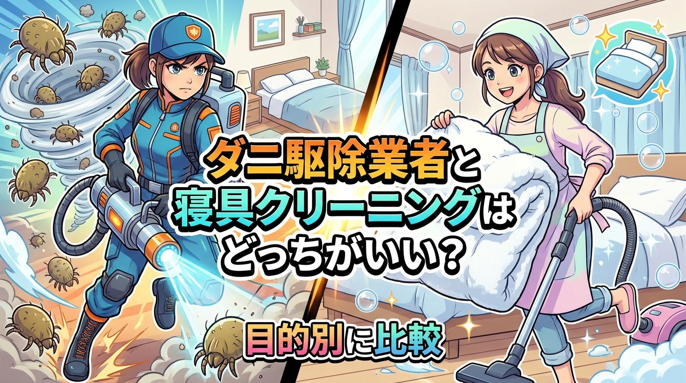 ダニ駆除業者と寝具クリーニングはどっちがいい?目的別に比較