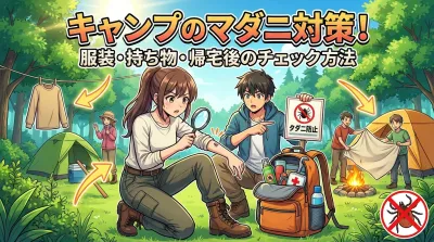 キャンプのマダニ対策！服装・持ち物・帰宅後のチェック方法